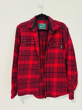 Woolrich Red and Black Plaid Flannel Shirt Jacket